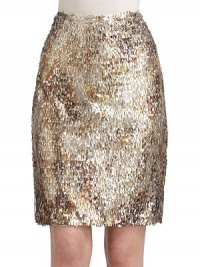 THE LOOKAll-over rectangular sequinsNarrow ribbon waistbandSide zip closureTHE FITAbout 22 longTHE MATERIALPolyesterFully linedCARE & ORIGINDry cleanImportedModel shown is 5'9½ (176cm) wearing US size 4. THE LOOKAll-over rectangular sequinsNarrow ribbon waistbandSide zip closureTHE FITAbout 22 longTHE MATERIALPolyesterFully linedCARE & ORIGINDry cleanImportedModel shown is 5'9½ (176cm) wearing US size 4.