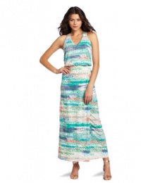 C&C California Women's Halter Maxi Dress, Aloe/Multi, Medium C&C California Women's Halter Maxi Dress, Aloe/Multi, Medium