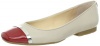 Calvin Klein Women's Pash Patent/Shiny Nappa Flat,Red/Oatmeal,9 M US