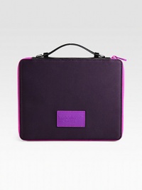 A protective neoprene style with a contrasting zipper perfect for your valuable tech.Side handle, 1½ dropZip-around closureNeopreneOne inside sleevePatent leather lining9¾W X 8H X 1DImportedPlease note: iPad® not included. A protective neoprene style with a contrasting zipper perfect for your valuable tech.Side handle, 1½ dropZip-around closureNeopreneOne inside sleevePatent leather lining9¾W X 8H X 1DImportedPlease note: iPad® not included.