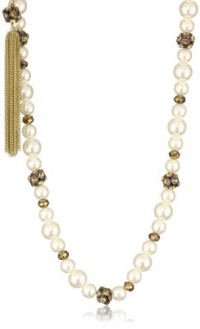 Betsey Johnson Iconic Autumn Pearl Bead and Fireball Strand Necklace