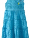 Bloome Girls 7-16 Plus Size Polka Dot Tiered Crochet Sundress, Blue, 12.5