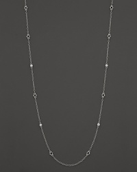 White sapphire stations shine on a sterling silver chain. From Judith Ripka. White sapphire stations shine on a sterling silver chain. From Judith Ripka.