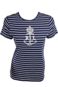 LAUREN Ralph Lauren Womens Stripe Anchor Crown Bead Top LAUREN Ralph Lauren Womens Stripe Anchor Crown Bead Top