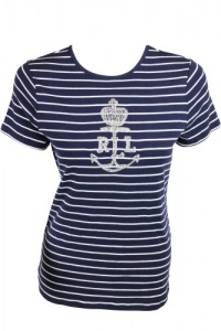 LAUREN Ralph Lauren Womens Stripe Anchor Crown Bead Top