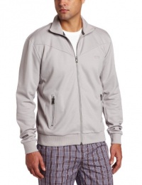HUGO BOSS Men's Sleepwear Jacket With Mock Neck, Silver, Large HUGO BOSS Men's Sleepwear Jacket With Mock Neck, Silver, Large