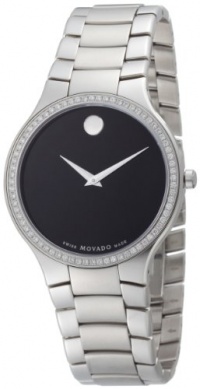 Movado Men's 0606384 Serio Stainless-Steel and Diamond Black Round Dial Watch Movado Men's 0606384 Serio Stainless-Steel and Diamond Black Round Dial Watch