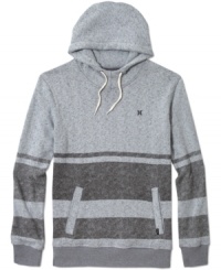 Whether your running to the gym or running around town, this pullover hoodie from Hurley is both sporty and stylish. Whether your running to the gym or running around town, this pullover hoodie from Hurley is both sporty and stylish.