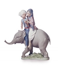 What a ride! Lladro looks to the Far East for inspiration in this extraordinary figurine depicting two Hindu children on the back of a gentle elephant.