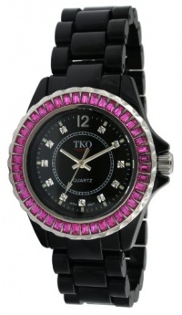 TKO ORLOGI Women's TK608-BFS Ceramix-Ice Black Acrylic Pink Crystals Watch TKO ORLOGI Women's TK608-BFS Ceramix-Ice Black Acrylic Pink Crystals Watch