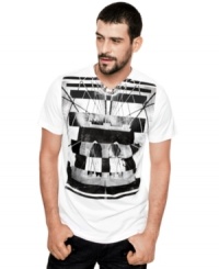 A unique bridge image gives this Marc Ecko Cut & Sew tee a street savvy style. A unique bridge image gives this Marc Ecko Cut & Sew tee a street savvy style.