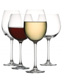 Crowd pleaser. This set of all-occasion Premium wine glasses from The Cellar hosts both red and white wine in chic simplicity, featuring clear glass with elegantly tapered stems.