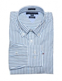Tommy Hilfiger Men Custom fit Striped Long Sleeve Logo Shirt Tommy Hilfiger Men Custom fit Striped Long Sleeve Logo Shirt