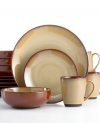 With a homespun feel in hardy stoneware, Sango's Nova Brown dinnerware set hosts three meals a day with simple, versatile style. Featuring contemporary shapes dressed in an earthy two-tone glaze. With a homespun feel in hardy stoneware, Sango's Nova Brown dinnerware set hosts three meals a day with simple, versatile style. Featuring contemporary shapes dressed in an earthy two-tone glaze.