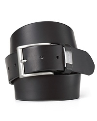 Sleek and refined for the work week but versatile enough for jeans, this BOSS Black leather belt makes a great addition to your everyday wardrobe. Sleek and refined for the work week but versatile enough for jeans, this BOSS Black leather belt makes a great addition to your everyday wardrobe.