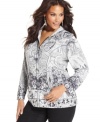 Layer your lounge looks with Style&co.'s plus size hoodie, flaunting an embellished print!