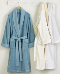 It's time to relax and unwind. Martha Stewart Collection brings softness and comfort to your daily routine with this luxurious bathrobe. Pure Turkish cotton gives it an incredibly plush feel that you will sink right into. It's time to relax and unwind. Martha Stewart Collection brings softness and comfort to your daily routine with this luxurious bathrobe. Pure Turkish cotton gives it an incredibly plush feel that you will sink right into.