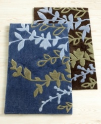 Meandering vines strike modern silhouettes in Martha Stewart Collection's Moorland accent rug, featuring easy-care machine washability. Meandering vines strike modern silhouettes in Martha Stewart Collection's Moorland accent rug, featuring easy-care machine washability.