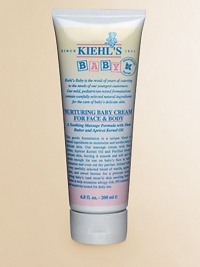 This gentle formulation is a unique blend of natural ingredients to moisturize and soothe baby's delicate skin. Kiehl's massage cream with shea butter, apricot kernel oil and purified honey nurtures skin, leaving it smooth and soft and is gentle enough for use on baby's face to help moisturize and even out dry patches. Infused with a blend of vanilla, apples, pears and sweet berries. Pediatrician tested and recommended. PH balanced. 6.8 oz. tube. This gentle formulation is a unique blend of natural ingredients to moisturize and soothe baby's delicate skin. Kiehl's massage cream with shea butter, apricot kernel oil and purified honey nurtures skin, leaving it smooth and soft and is gentle enough for use on baby's face to help moisturize and even out dry patches. Infused with a blend of vanilla, apples, pears and sweet berries. Pediatrician tested and recommended. PH balanced. 6.8 oz. tube.