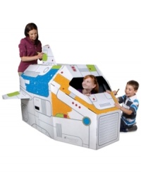 Children will have endless hours of imaginative play with the Discovery Kids Eco-Friendly Color Me Rocketship. This innovative cardboard rocketship sets up quickly, and measures five feet long! Children will have endless hours of imaginative play with the Discovery Kids Eco-Friendly Color Me Rocketship. This innovative cardboard rocketship sets up quickly, and measures five feet long!