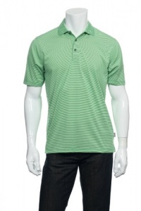 Izod Golf Men's Green Micro Horizontal Striped Polo Shirt