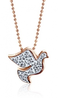 Alex Woo Little Faith Diamond and 14k Rose Gold Peace Dove Pendant Necklace, 16