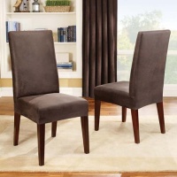 Sure Fit Stretch Leather Short Dinning Room Chair Cover , Brown Sure Fit Stretch Leather Short Dinning Room Chair Cover , Brown
