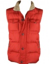 Tommy Hilfiger Mens Dark Yam Fall Faux Shearling Collar Quilt Vest L