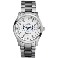 Guess Men's U11649G1 Silver Stainless-Steel Analog Quartz Watch with White Dial Guess Men's U11649G1 Silver Stainless-Steel Analog Quartz Watch with White Dial