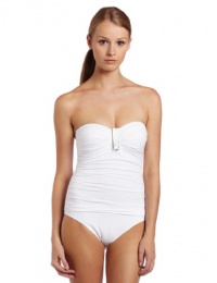 La Blanca Women's Let's Go Graphic Solid 1 Piece Cup Bandeau La Blanca Women's Let's Go Graphic Solid 1 Piece Cup Bandeau