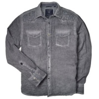 Guess Men's Walker Sidewinder Snap-Front Linen Blend Shirt Guess Men's Walker Sidewinder Snap-Front Linen Blend Shirt