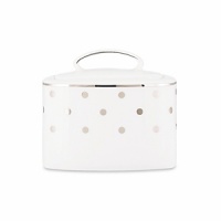 Kate Spade's Larabee Road Platinum, peppered with platinum polka dots, will give your table its own personality. Crafted of white bone china, each piece is dishwasher safe. Kate Spade's Larabee Road Platinum, peppered with platinum polka dots, will give your table its own personality. Crafted of white bone china, each piece is dishwasher safe.