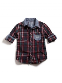 Guess Double Layer Button-Down Shirt (Sizes 8 - 20) - plaid, 16/18 Guess Double Layer Button-Down Shirt (Sizes 8 - 20) - plaid, 16/18