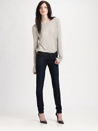 Your favorite dark-wash skinnies with intricate contrast stitching and a medium rise. THE FITMedium rise, about 7Inseam, about 30THE DETAILSZip flyFive-pocket style98% cotton/2% elastaneMachine washMade in USA of imported fabricModel shown is 5'9 (175cm) wearing US size 4. Your favorite dark-wash skinnies with intricate contrast stitching and a medium rise. THE FITMedium rise, about 7Inseam, about 30THE DETAILSZip flyFive-pocket style98% cotton/2% elastaneMachine washMade in USA of imported fabricModel shown is 5'9 (175cm) wearing US size 4.