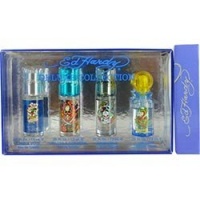 VARIETY 4 PIECE MINI SET WITH ED HARDY LOVE & LUCK & ED HARDY HEARTS & DAGGERS & ED HARDY BORN WILD & ED HARDY VILLAIN & ALL ARE EDT SPRAY .25 OZ MEN VARIETY 4 PIECE MINI SET WITH ED HARDY LOVE & LUCK & ED HARDY HEARTS & DAGGERS & ED HARDY BORN WILD & ED HARDY VILLAIN & ALL ARE EDT SPRAY .25 OZ MEN