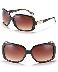 Uber chic sunglasses from MICHAEL Michael Kors feature a smooth rectangle lenses and a rehearsal plaque detail on temples. Nose tabs help to secure fit. Uber chic sunglasses from MICHAEL Michael Kors feature a smooth rectangle lenses and a rehearsal plaque detail on temples. Nose tabs help to secure fit.