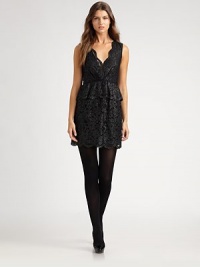 Featuring hot-right-now peplum, a metallic-lace dress with a plunging v neckline and lovely scalloped trim.Deep v-necklineSleevelessPeplum waistScalloped trimConcealed back zipperAbout 36 from shoulder to hemNylon/viscoseHand washImportedSIZE & FITModel shown is 5'11 (180cm) wearing US size 4. Featuring hot-right-now peplum, a metallic-lace dress with a plunging v neckline and lovely scalloped trim.Deep v-necklineSleevelessPeplum waistScalloped trimConcealed back zipperAbout 36 from shoulder to hemNylon/viscoseHand washImportedSIZE & FITModel shown is 5'11 (180cm) wearing US size 4.