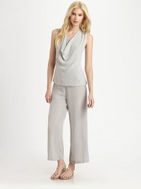 A glamorous, lightweight knit with a dramatic, draped front.Draped frontSleevelessPull-on stylePrincess seams at backAbout 22 from shoulder to hem95% cotton/5% polyesterHand washImported Model shown is 5'10 (177cm) wearing US size Small. A glamorous, lightweight knit with a dramatic, draped front.Draped frontSleevelessPull-on stylePrincess seams at backAbout 22 from shoulder to hem95% cotton/5% polyesterHand washImported Model shown is 5'10 (177cm) wearing US size Small.