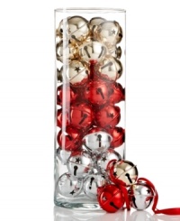 Jingle bells by the dozen rock your tree with playful holiday style. Pierced with stars and finished in red, gold and silver, they make a big impact on any setting. Jingle bells by the dozen rock your tree with playful holiday style. Pierced with stars and finished in red, gold and silver, they make a big impact on any setting.