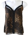 Baby Phat Plus Size Women's Leopard Animal Print Cami Top (3X Plus, Brown Multi-Color)