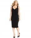 Ribbed detail throughout this plus size Calvin Klein dress lends a sexy, curvy silhouette.