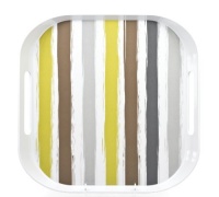 Q Squared Small Square Tray with Handles Urban Block, Platinum Stripes Q Squared Small Square Tray with Handles Urban Block, Platinum Stripes