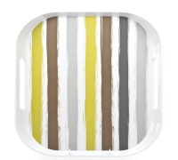 Q Squared Small Square Tray with Handles Urban Block, Platinum Stripes