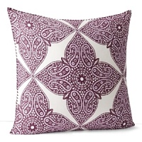 A bright floral paisley medallion print in eggplant, lavender and white. A bright floral paisley medallion print in eggplant, lavender and white.