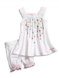 GUESS Kids Girls Newborn Girl Flyaway Dress with Bloomer , WHITE (3/6M)