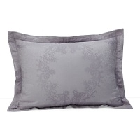 An enchanting, traditional pattern woven in cotton and silk evokes a sense of glamour in shades of lilac and silver. Duvet and shams reverse to solid cotton. An enchanting, traditional pattern woven in cotton and silk evokes a sense of glamour in shades of lilac and silver. Duvet and shams reverse to solid cotton.