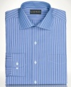 Go beyond basic with stripes on this sharp Lauren by Ralph Lauren dress shirt.