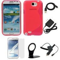GTMax Pink S-Shape TPU Case Cover + Clear Screen Protector + Car Charger + Travel Charger + Charge Cable + Wall Charger Holder for Samsung Galaxy Note II 2 N7100 ( Mobile, Sprint, AT&T, Verizon ) GTMax Pink S-Shape TPU Case Cover + Clear Screen Protector + Car Charger + Travel Charger + Charge Cable + Wall Charger Holder for Samsung Galaxy Note II 2 N7100 ( Mobile, Sprint, AT&T, Verizon )