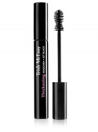 For a dressed-up, false-lash effect, Trish's dramatically thickening, intensely black, buildable mascara with its revolutionary hourglass brush loads, separates and lifts each lash to deliver the thickest fringe. The luxurious formula stays just-applied looking all day without clumping, smudging or flaking.