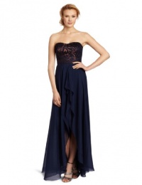 Nicole Miller Women's Textured Lurex Jacquard Strapless Gown, Navy, 10 Nicole Miller Women's Textured Lurex Jacquard Strapless Gown, Navy, 10